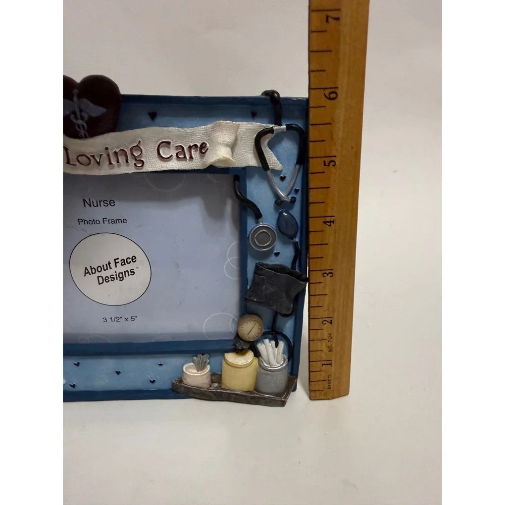 About Face Designs Nurse Photo Frame Tender Loving Care 3.5x5 Blue Resin 182242